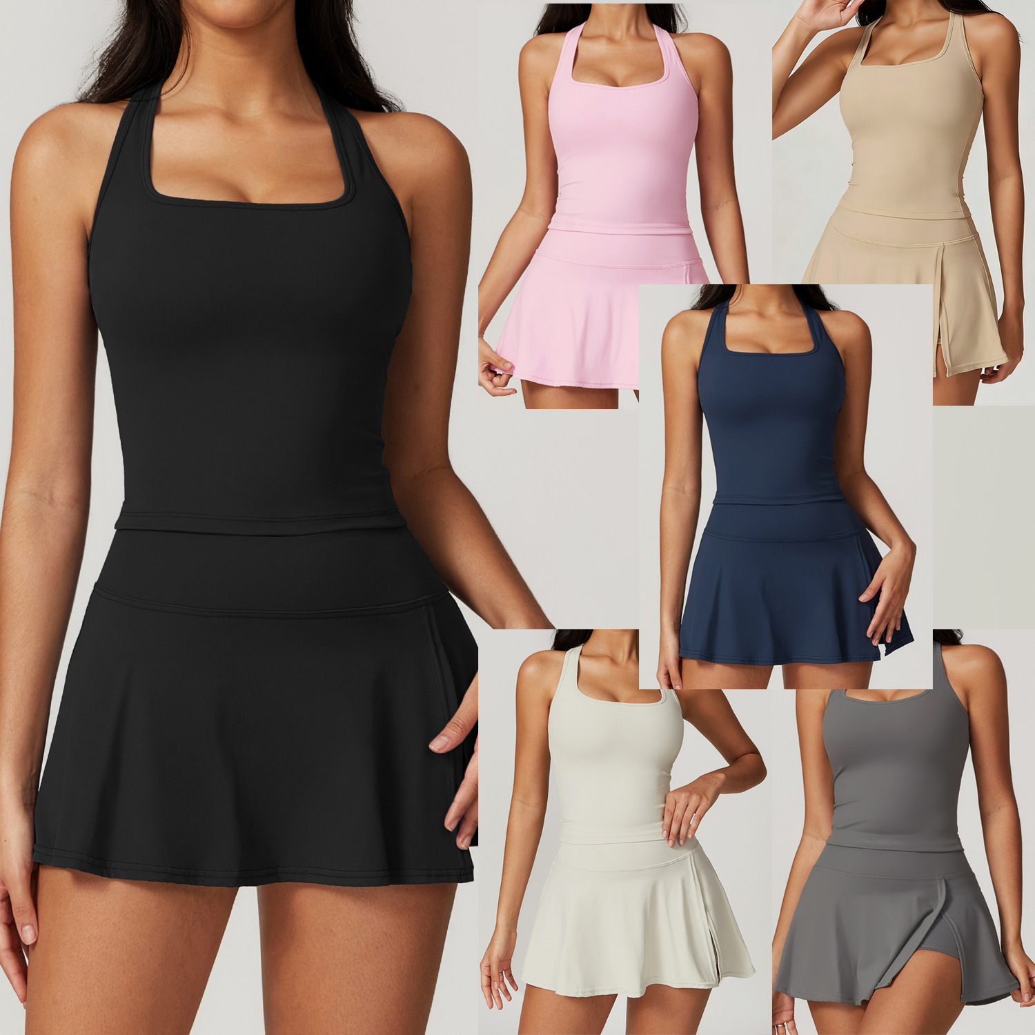 Crop Top Crochet - Conjunto de 2 Peças: Vestido de