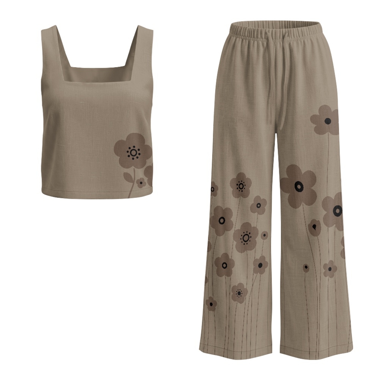 INSTANTARTS Conjunto de colete - Linen Pant Wide avaliação e preço