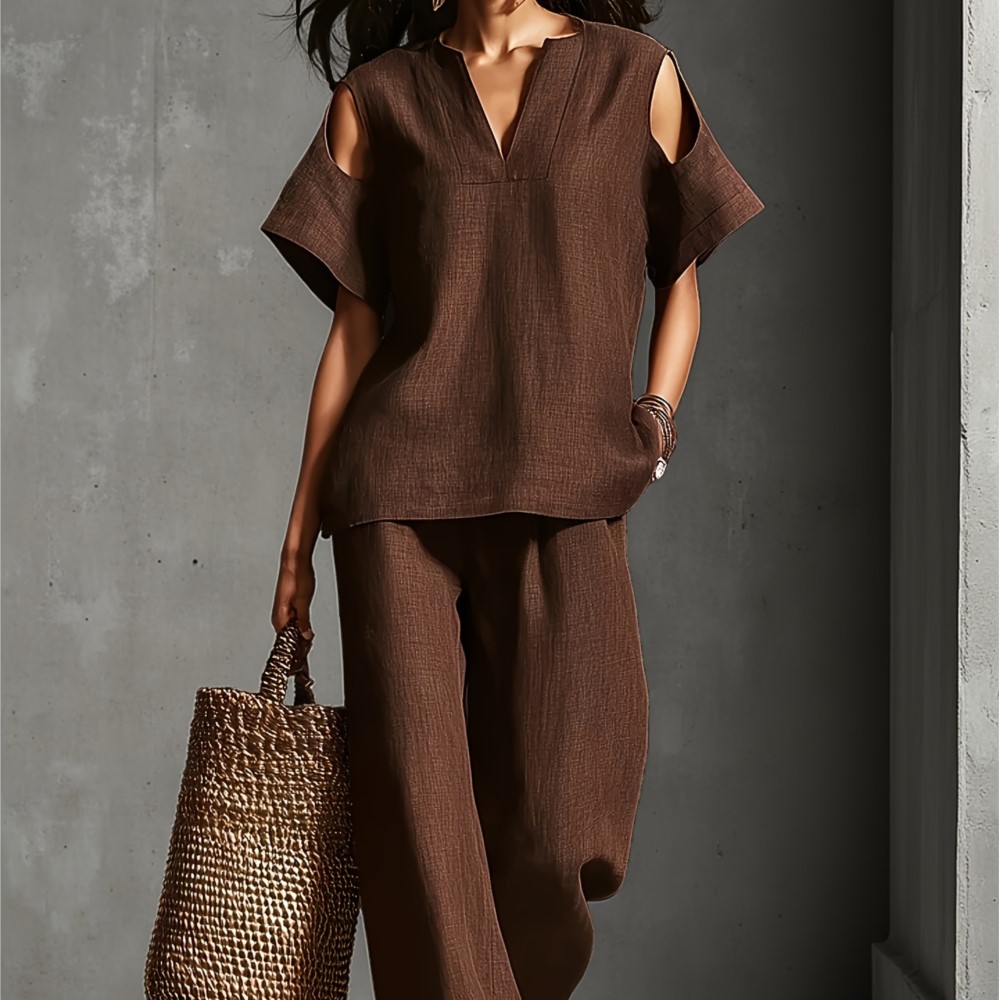 Conjunto Feminino de Verão Cas - Linen Pant Wide avaliação e preço