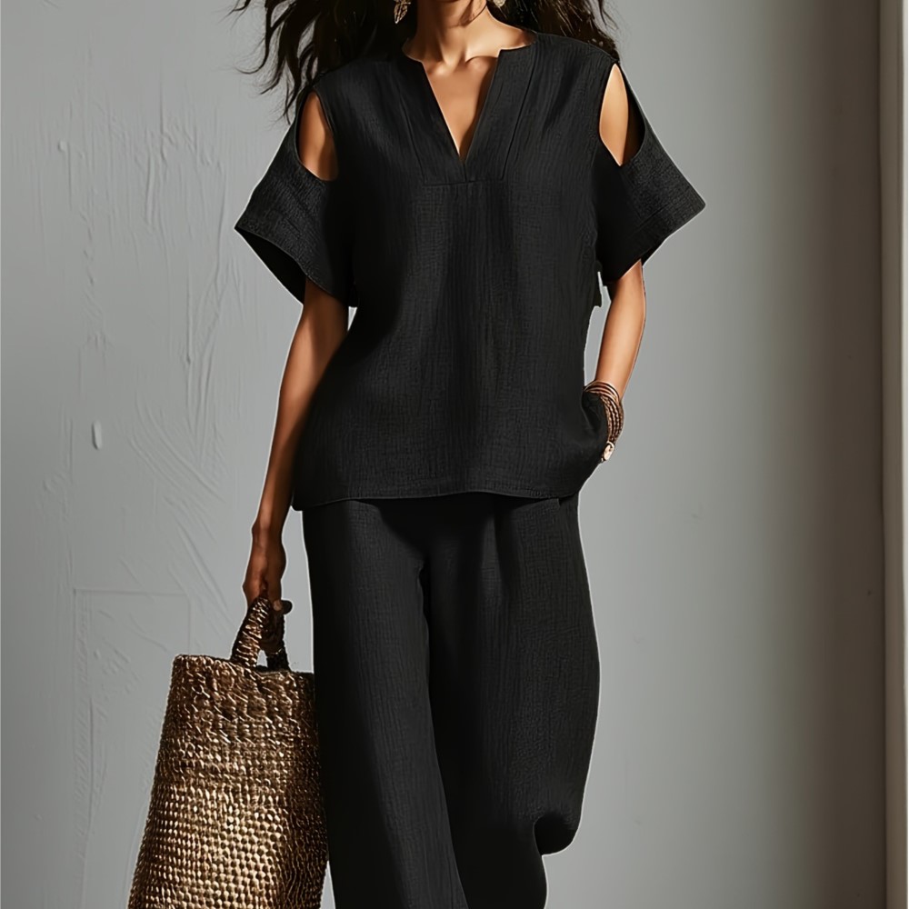 Conjunto Feminino de Verão Cas - Linen Pant Wide avaliação e preço