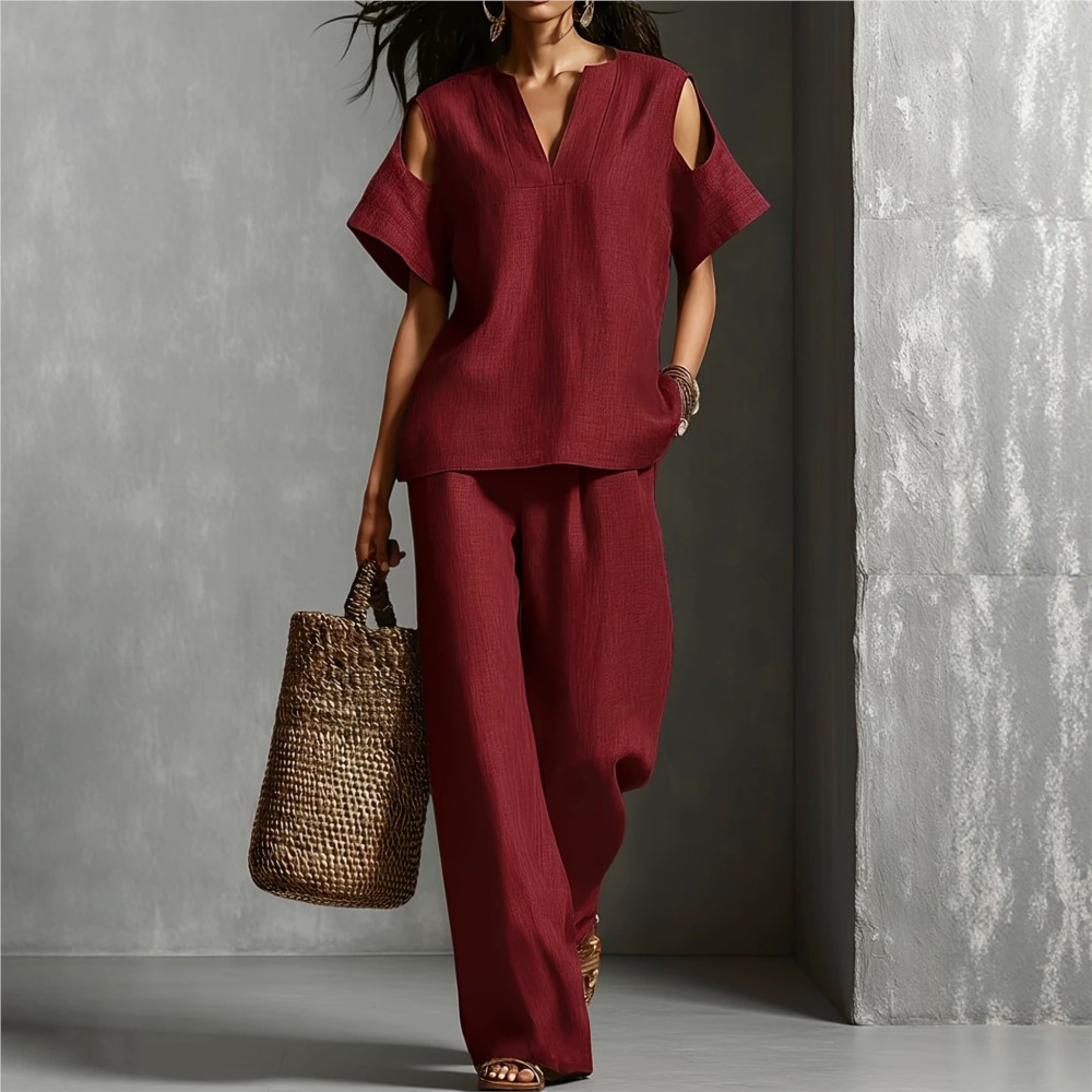 Conjunto Feminino de Verão Cas - Linen Pant Wide avaliação e preço