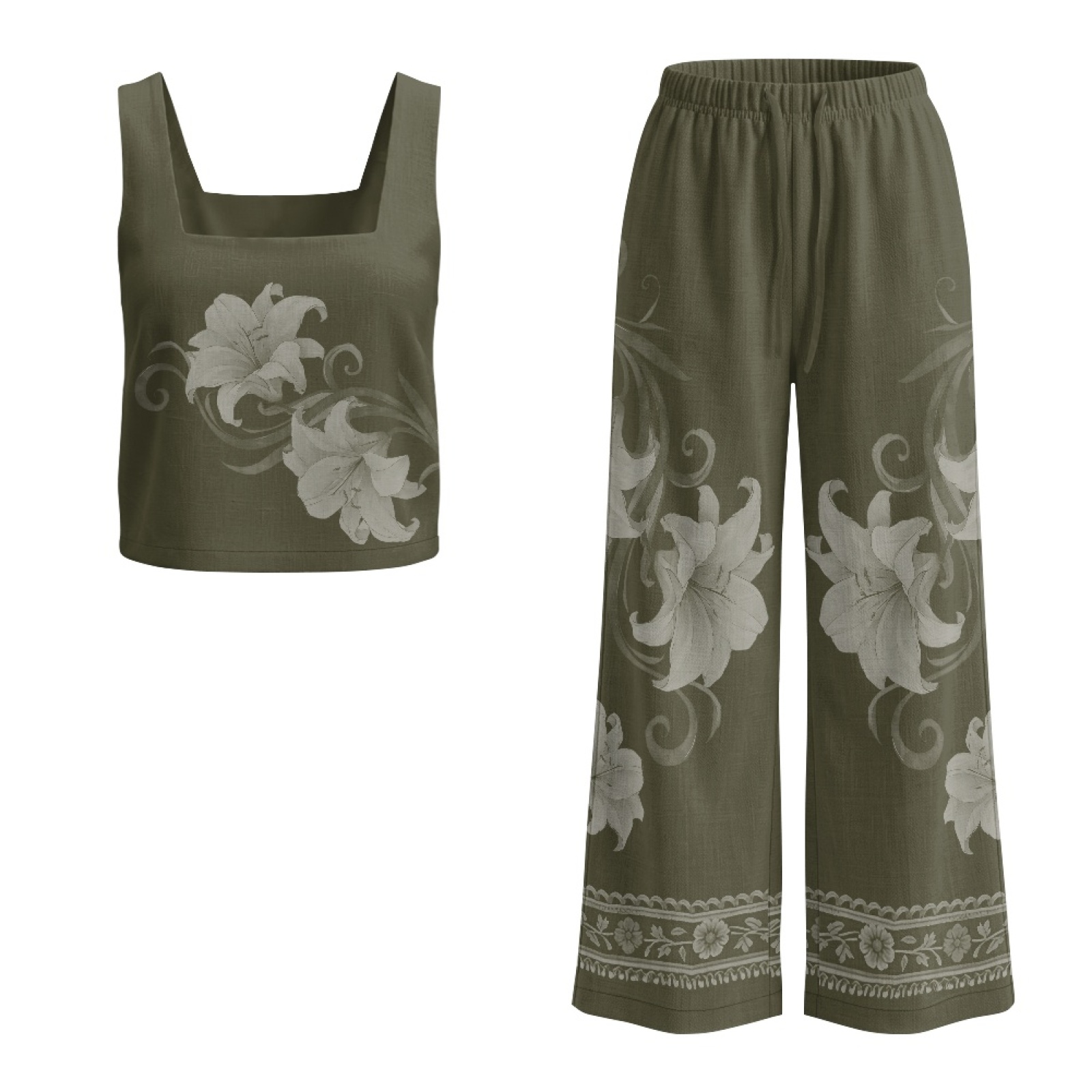 INSTANTARTS Conjunto de colete - Linen Pant Wide avaliação e preço