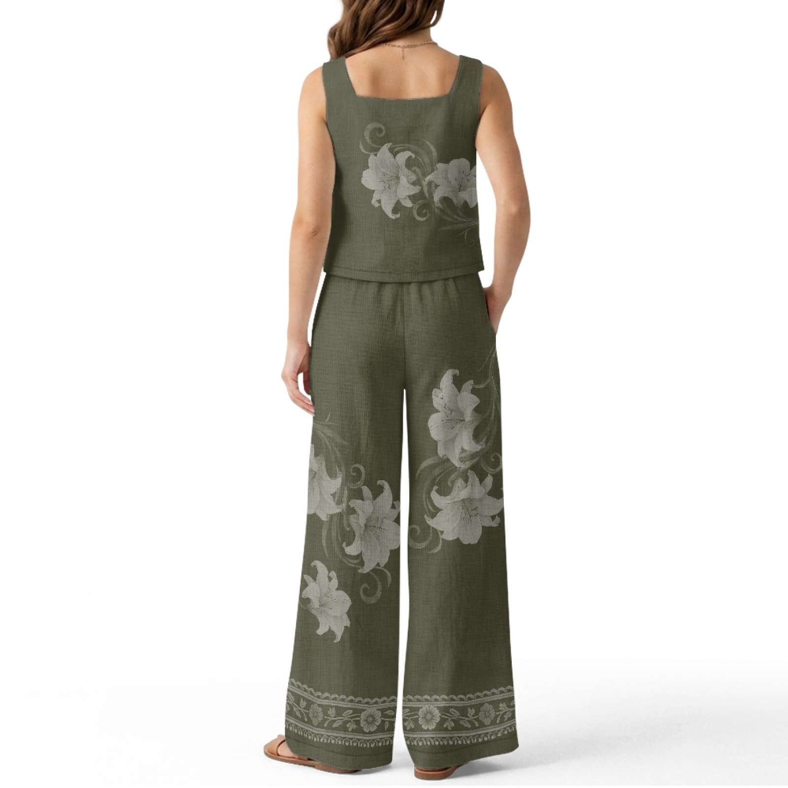 INSTANTARTS Conjunto de colete - Linen Pant Wide avaliação e preço