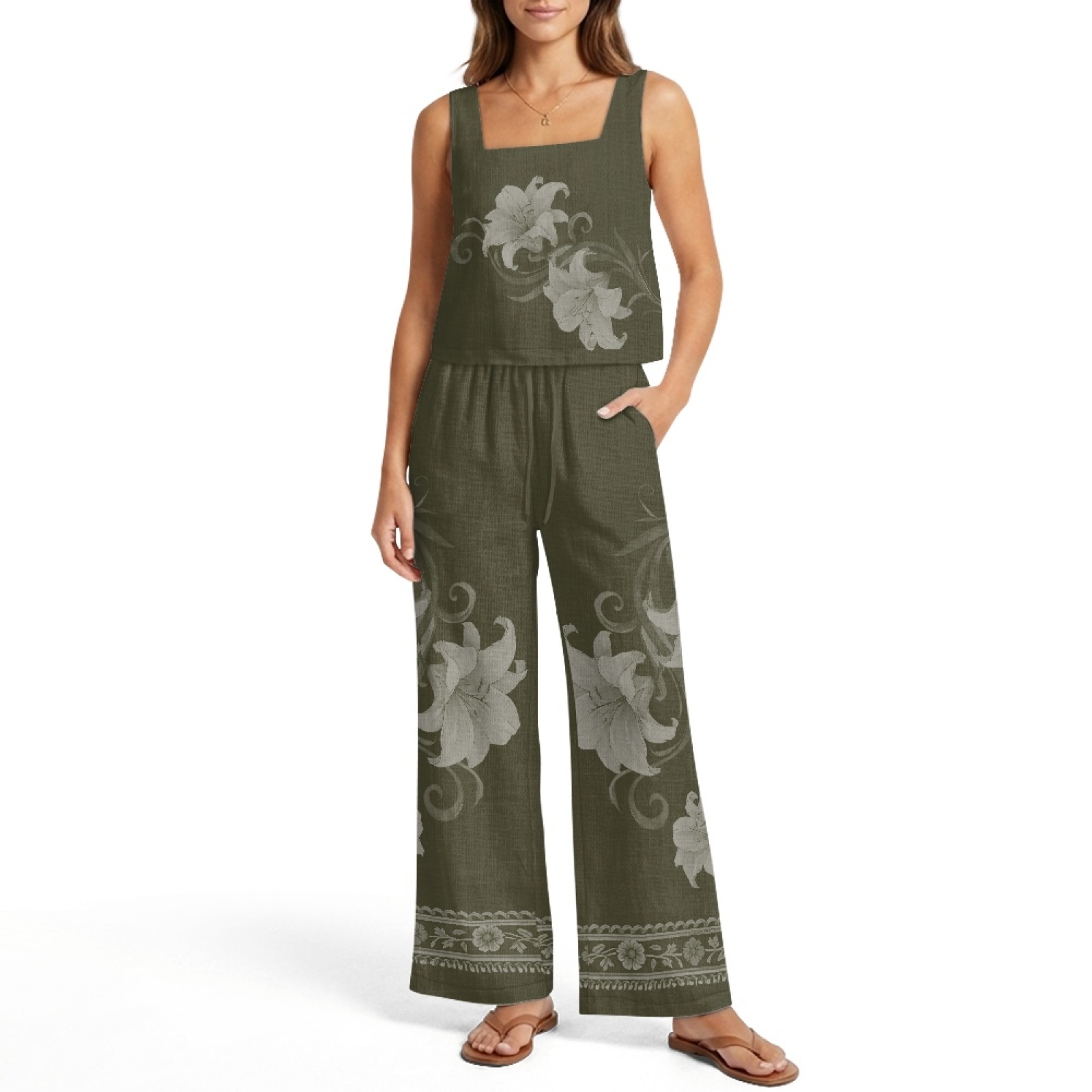 INSTANTARTS Conjunto de colete - Linen Pant Wide avaliação e preço