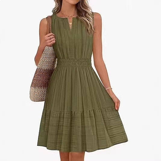 Vestido Sem Mangas para Mulher - Linen Dress Wrap avaliação e preço